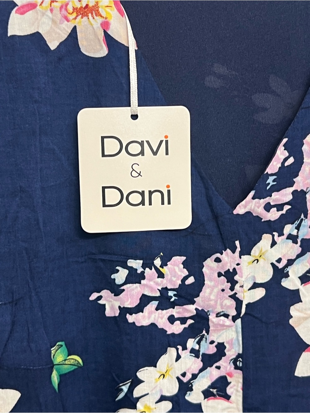 DAVI & DANI Navy Floral Lace-Trim Mini Dress - Picture 6 of 12